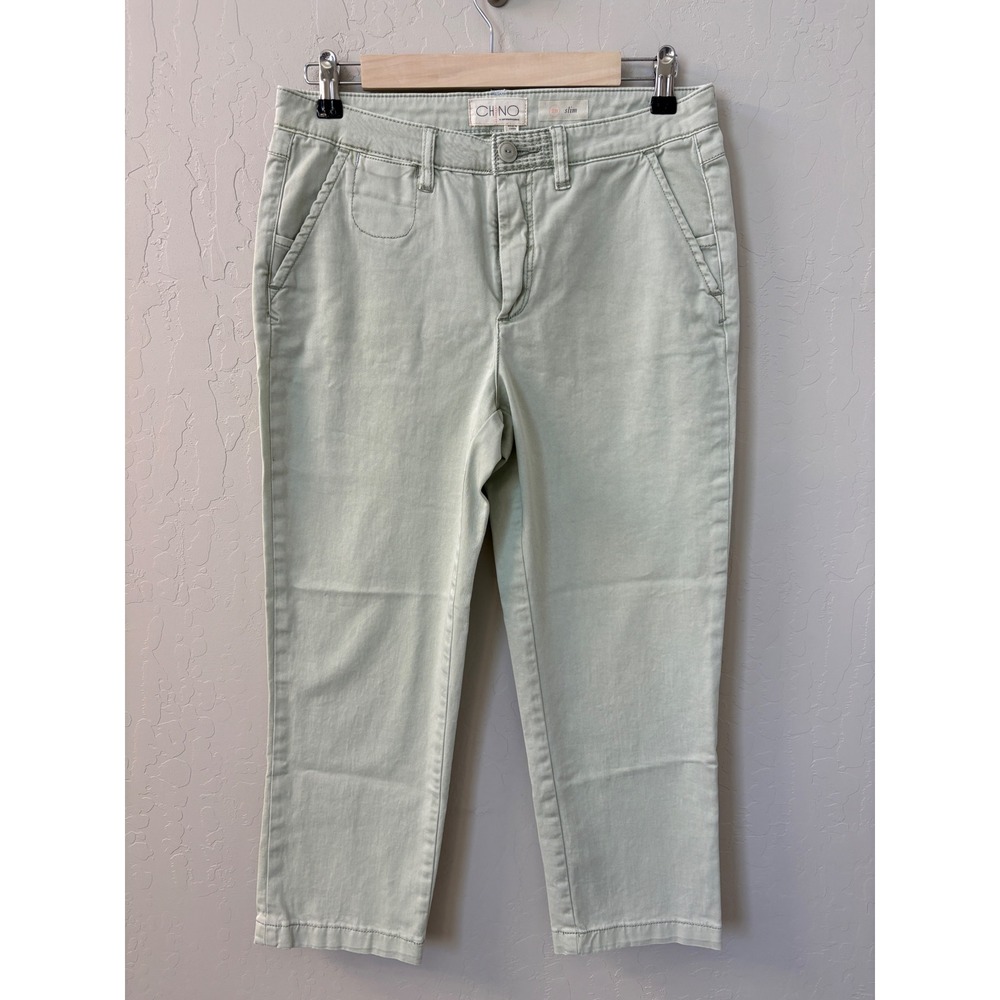 by Anthropologie Chino Crop Pants‎ Slim Fit Casual Light Green Size 28